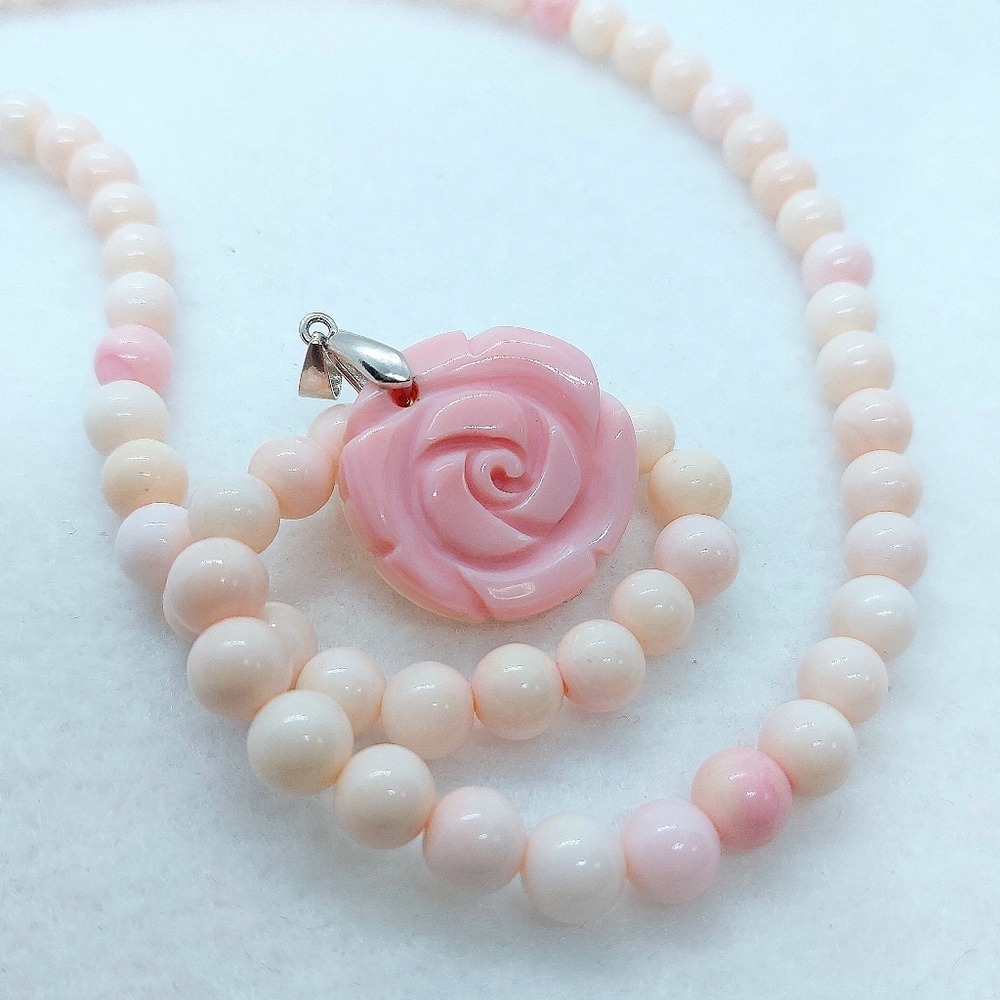 🐚 S925 Queen Conch "Carved" Rose Pendants